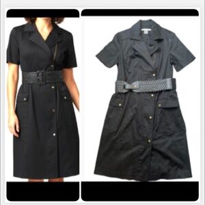 Peter Nygard Black Chic Preppy Structured Cap Sleeve Dress